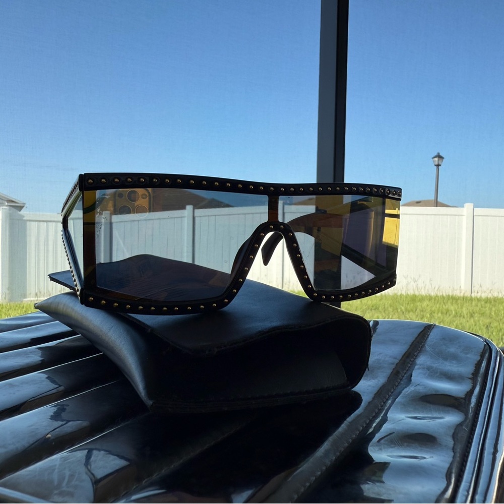 Moschino Black Wraparound Sunglasses